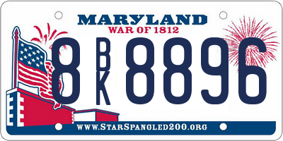 MD license plate 8BK8896