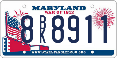 MD license plate 8BK8911