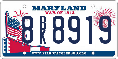 MD license plate 8BK8919