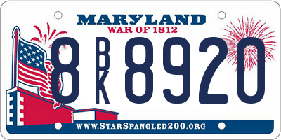 MD license plate 8BK8920