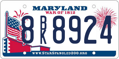 MD license plate 8BK8924