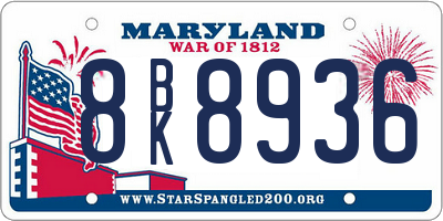 MD license plate 8BK8936