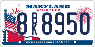 MD license plate 8BK8950
