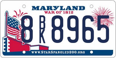 MD license plate 8BK8965