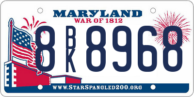MD license plate 8BK8968