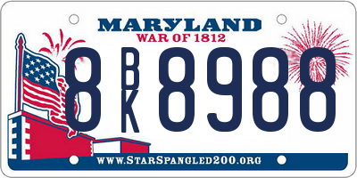 MD license plate 8BK8988