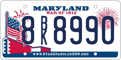 MD license plate 8BK8990