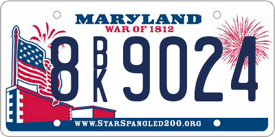 MD license plate 8BK9024