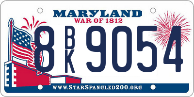 MD license plate 8BK9054