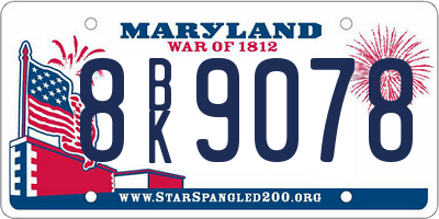 MD license plate 8BK9078