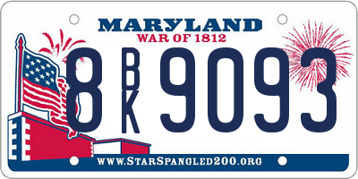 MD license plate 8BK9093