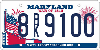 MD license plate 8BK9100