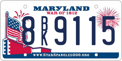 MD license plate 8BK9115