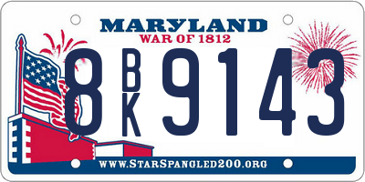MD license plate 8BK9143