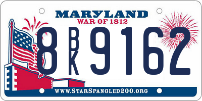 MD license plate 8BK9162