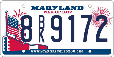 MD license plate 8BK9172