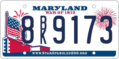 MD license plate 8BK9173