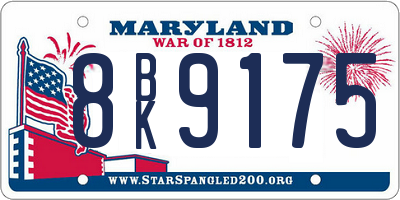 MD license plate 8BK9175