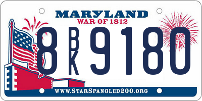 MD license plate 8BK9180