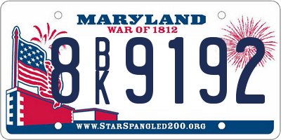 MD license plate 8BK9192