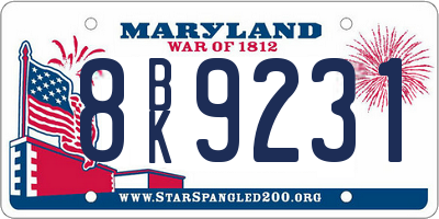 MD license plate 8BK9231
