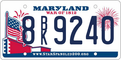 MD license plate 8BK9240