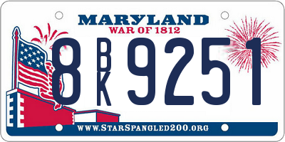 MD license plate 8BK9251