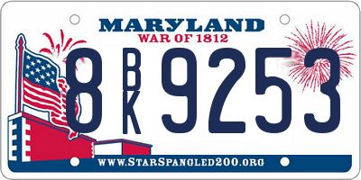 MD license plate 8BK9253