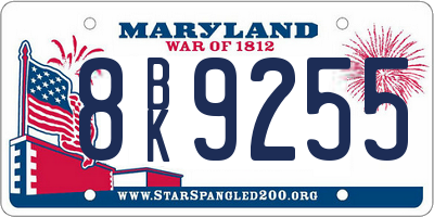 MD license plate 8BK9255