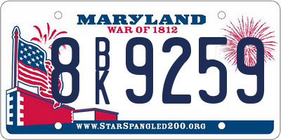 MD license plate 8BK9259