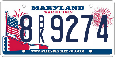 MD license plate 8BK9274