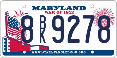MD license plate 8BK9278