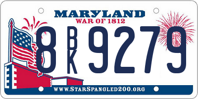 MD license plate 8BK9279