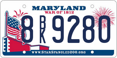 MD license plate 8BK9280