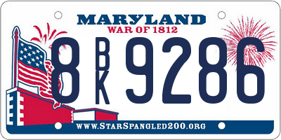 MD license plate 8BK9286