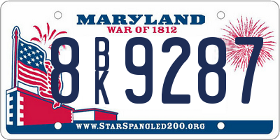 MD license plate 8BK9287