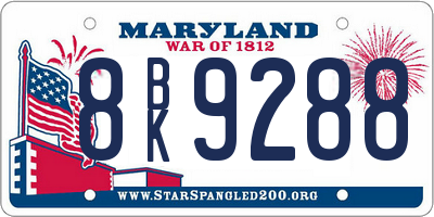 MD license plate 8BK9288