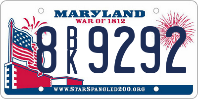 MD license plate 8BK9292