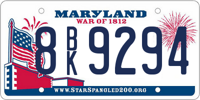 MD license plate 8BK9294