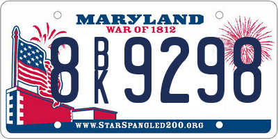 MD license plate 8BK9298