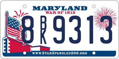 MD license plate 8BK9313