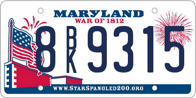 MD license plate 8BK9315
