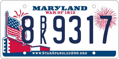 MD license plate 8BK9317