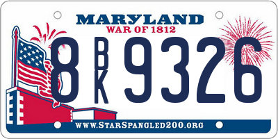 MD license plate 8BK9326