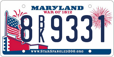MD license plate 8BK9331