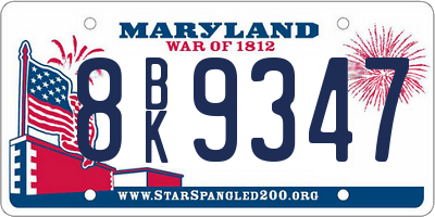 MD license plate 8BK9347