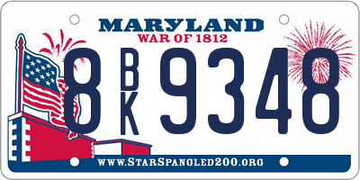 MD license plate 8BK9348