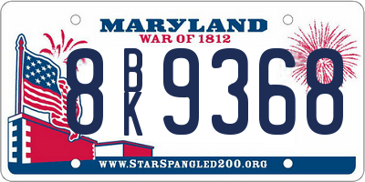 MD license plate 8BK9368