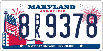 MD license plate 8BK9378