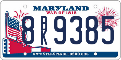 MD license plate 8BK9385